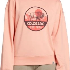 Alpine Design Women's Colorado Fleece Crewneck Sweatshirt For Women Summer Peach