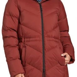 Alpine Design Women's Dream Puff Faux Fur Down Jacket For Women Red Chestnut