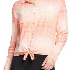 Alpine Design Women's Stargazer Button Down Shirt For Women Ombre Plaid Persimmon
