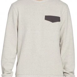 Alpine Design Men's Stratus Sky Textured Crew Neck Sweatshirt For Men Bone White Heather