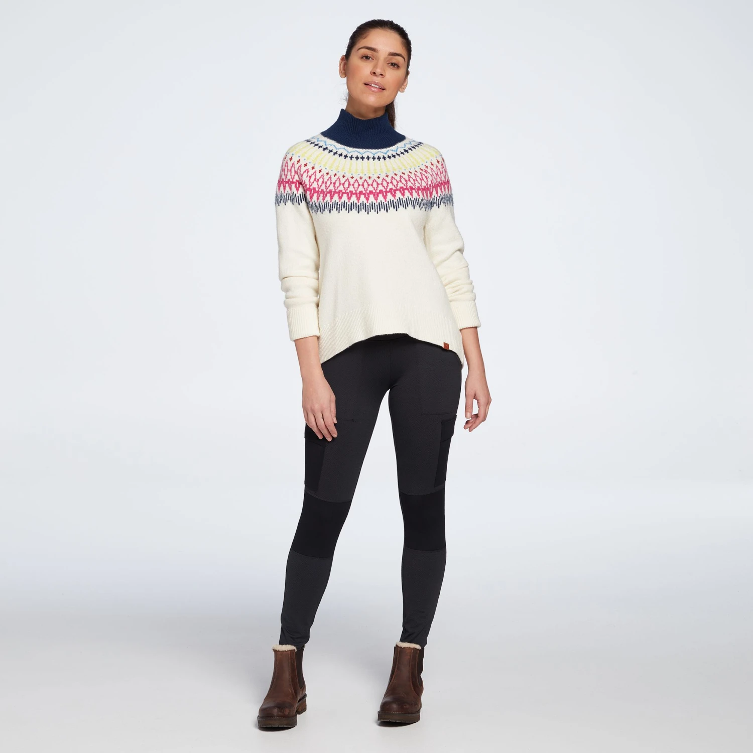 Alpine Design Women's Dawn Calm Fair Isle Mock Neck Sweater For Women Fairisle Conifer/unbleach 3 Alpine Design Women's Dawn Calm Fair Isle Mock Neck Sweater For Women Fairisle Conifer/unbleach - Image 2