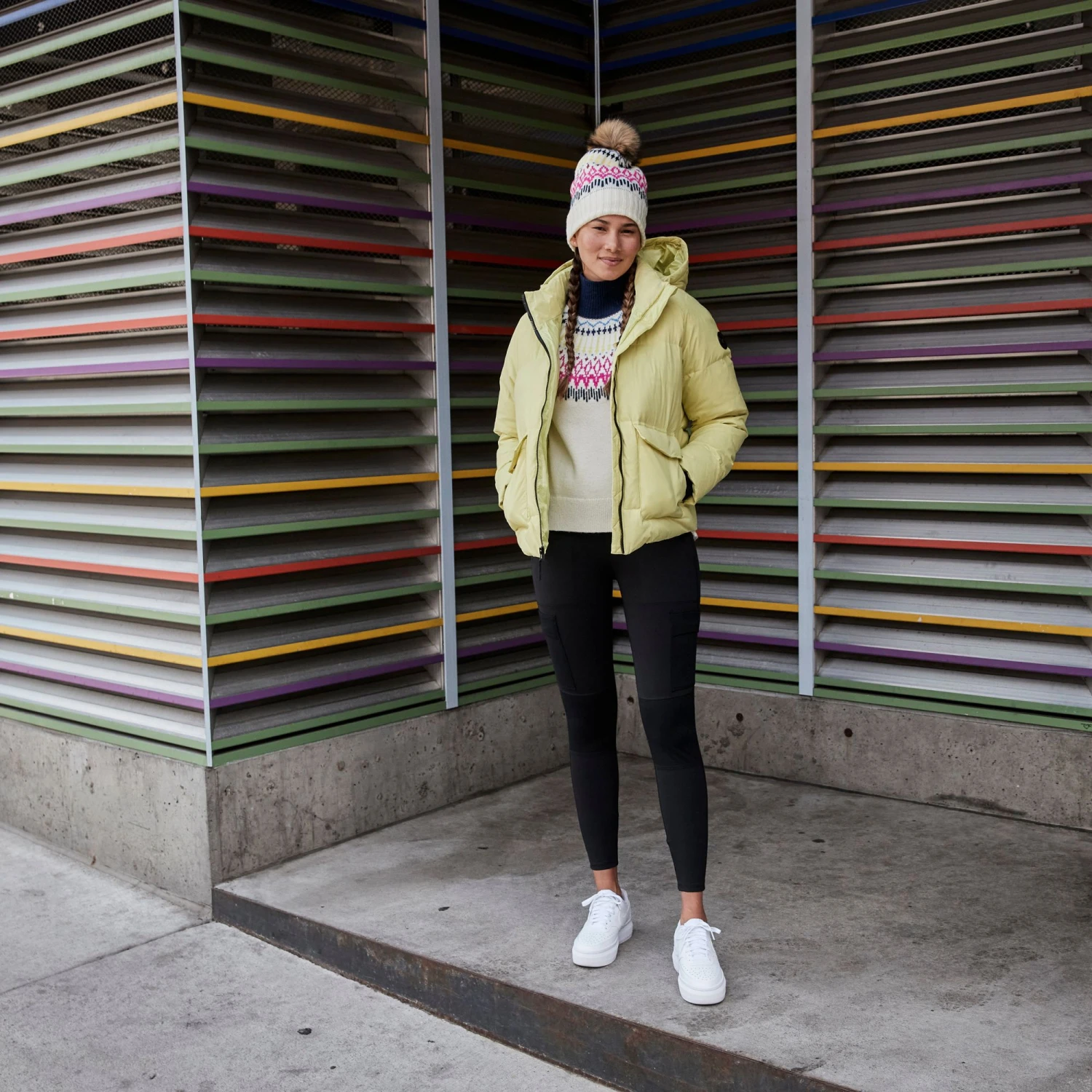 Alpine Design Women's Dawn Calm Fair Isle Mock Neck Sweater For Women Fairisle Conifer/unbleach 6 Alpine Design Women's Dawn Calm Fair Isle Mock Neck Sweater For Women Fairisle Conifer/unbleach - Image 5